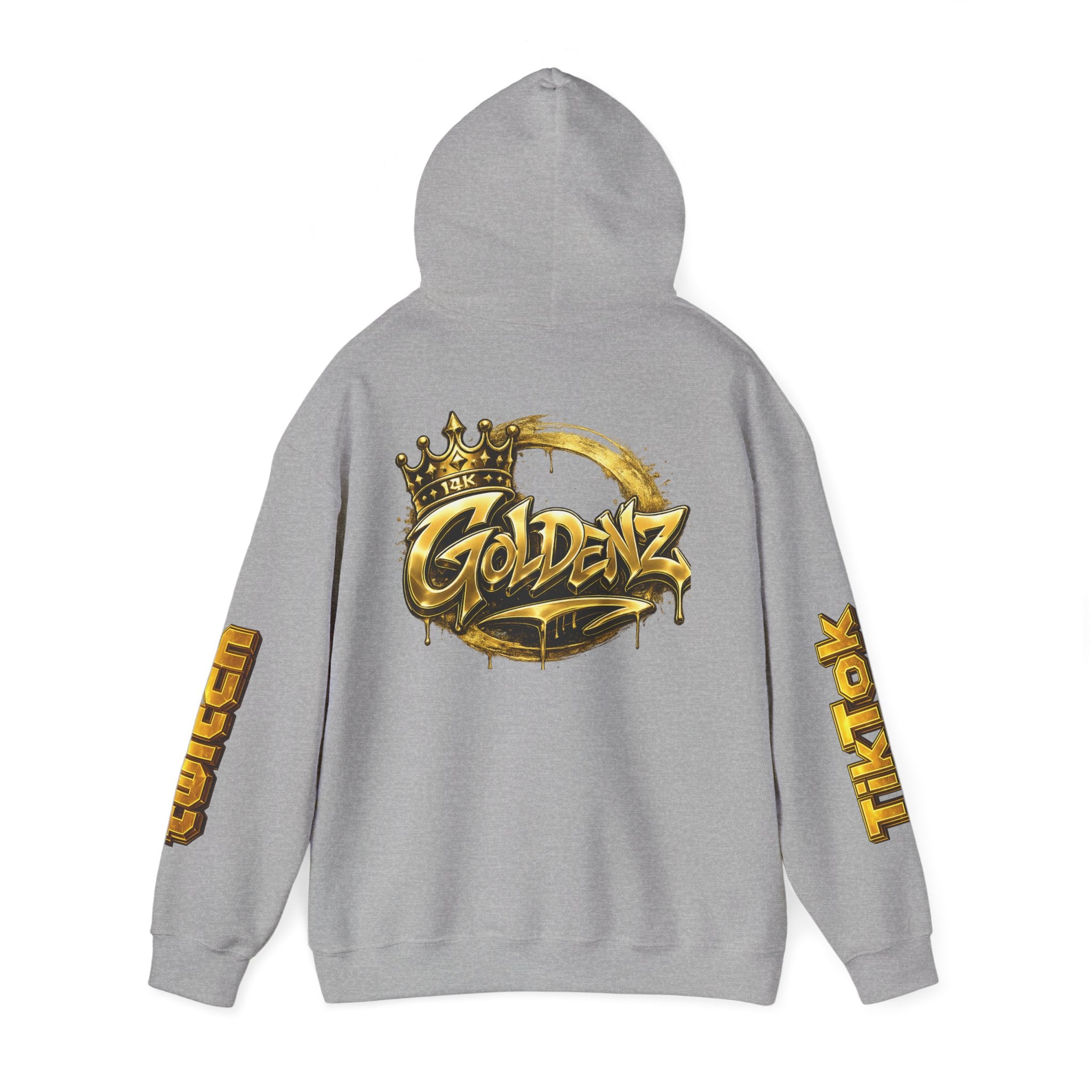 Goldenz Crown Hoodie — Streetwear Logo Pullover with Sleeve Branding