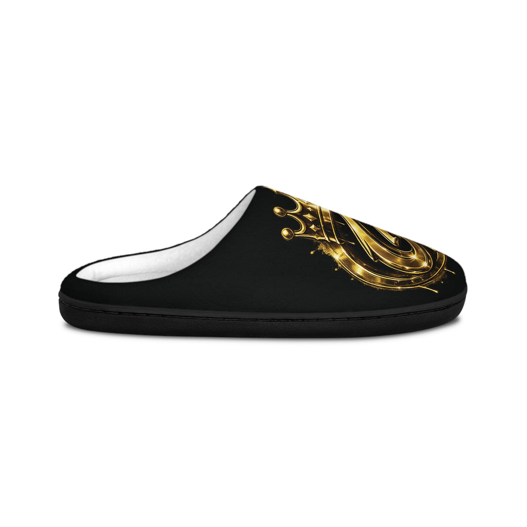 Men's Slippers — Gold Crown Dragon Emblem Indoor House Shoes