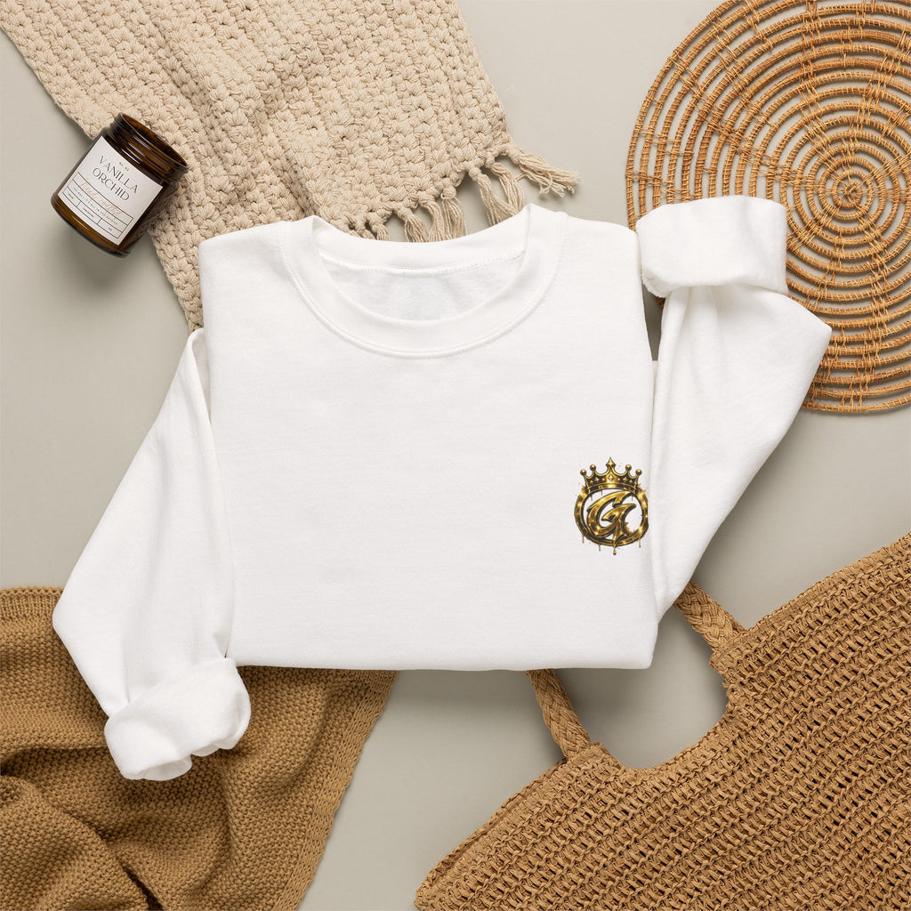 Embroidered Crown Lion Crewneck Sweatshirt