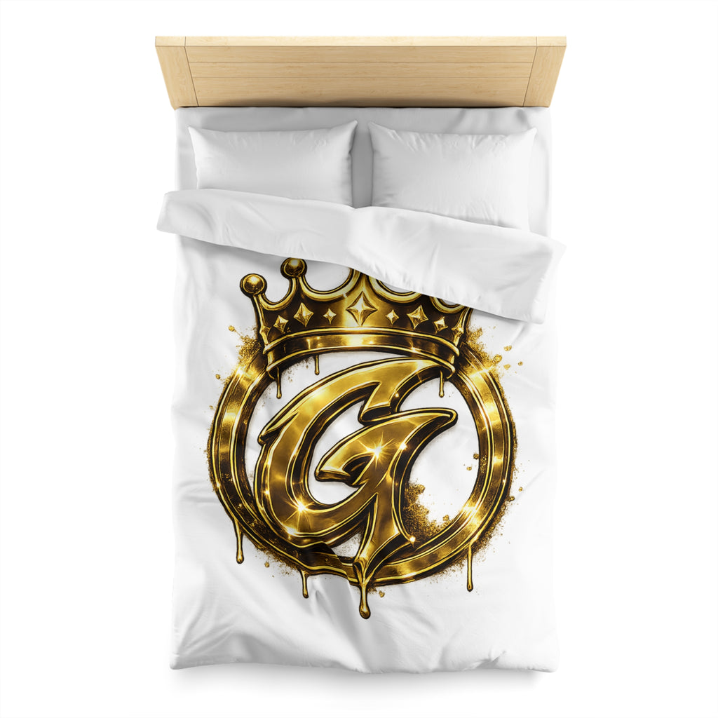 Goldenz Crown Duvet Cover — Black & Metallic Gold Microfiber Bedding