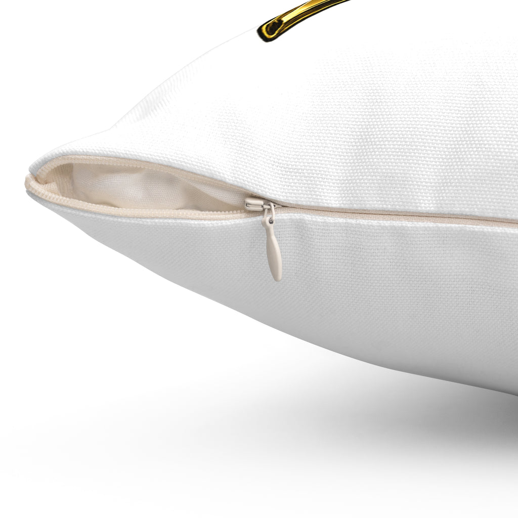 Goldenz Crown Graphic Pillow — Gold Script Decorative Throw Pillow