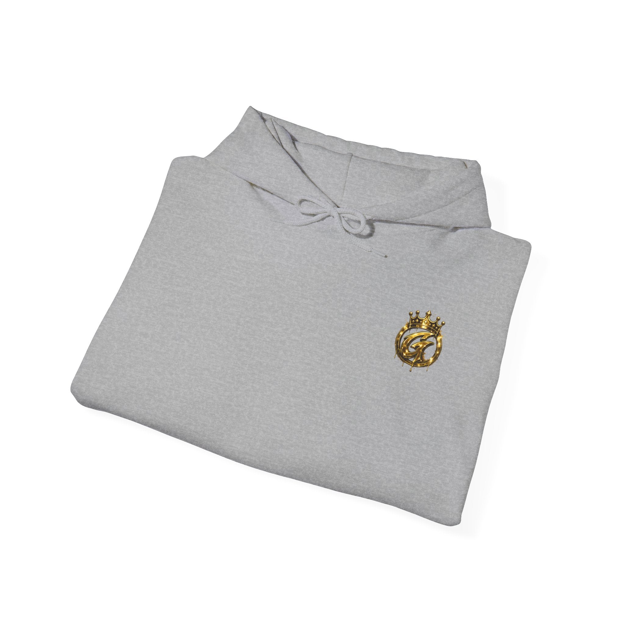 Hoodie — Small Gold Crown Chest Emblem Hooded Sweatshirt